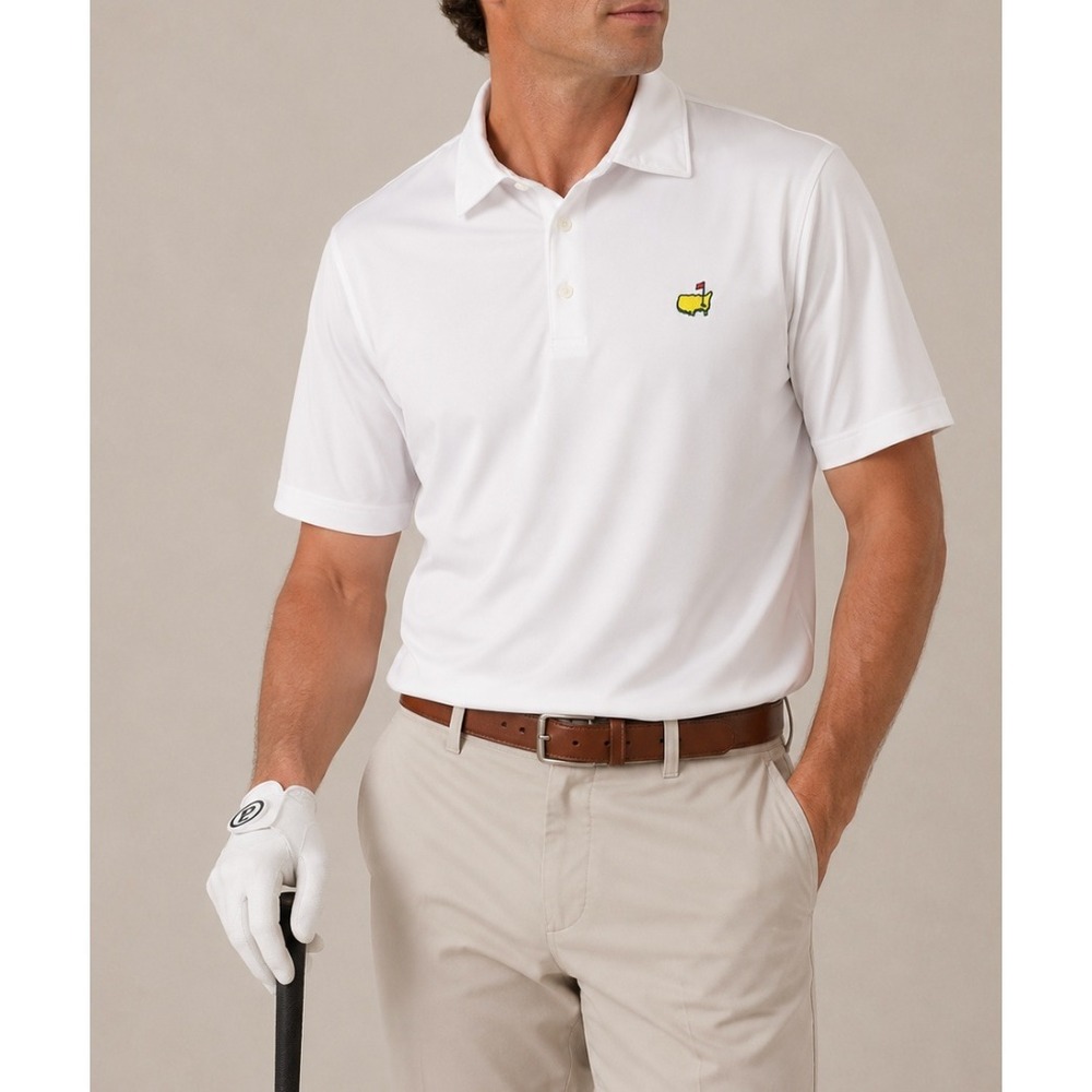 Masters Tech White Performance Golf Polo Shirt MT110-001 Mens‎ Large